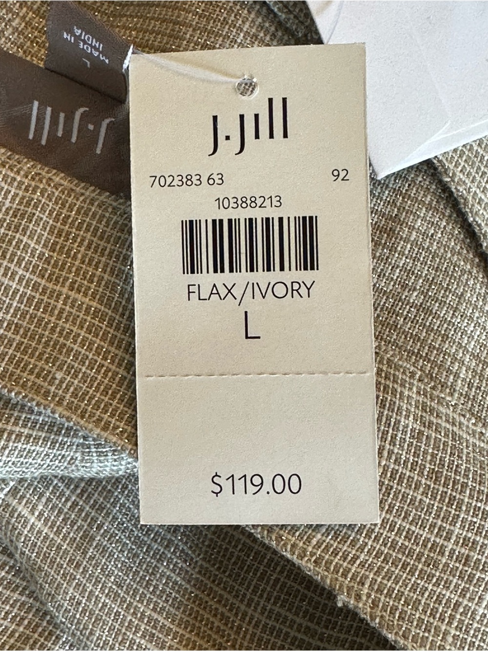 J. Jill | Metallic Linen Shimmer Peplum Jacket Blazer Beige Cream, Size L, NWT - Picture 8 of 10